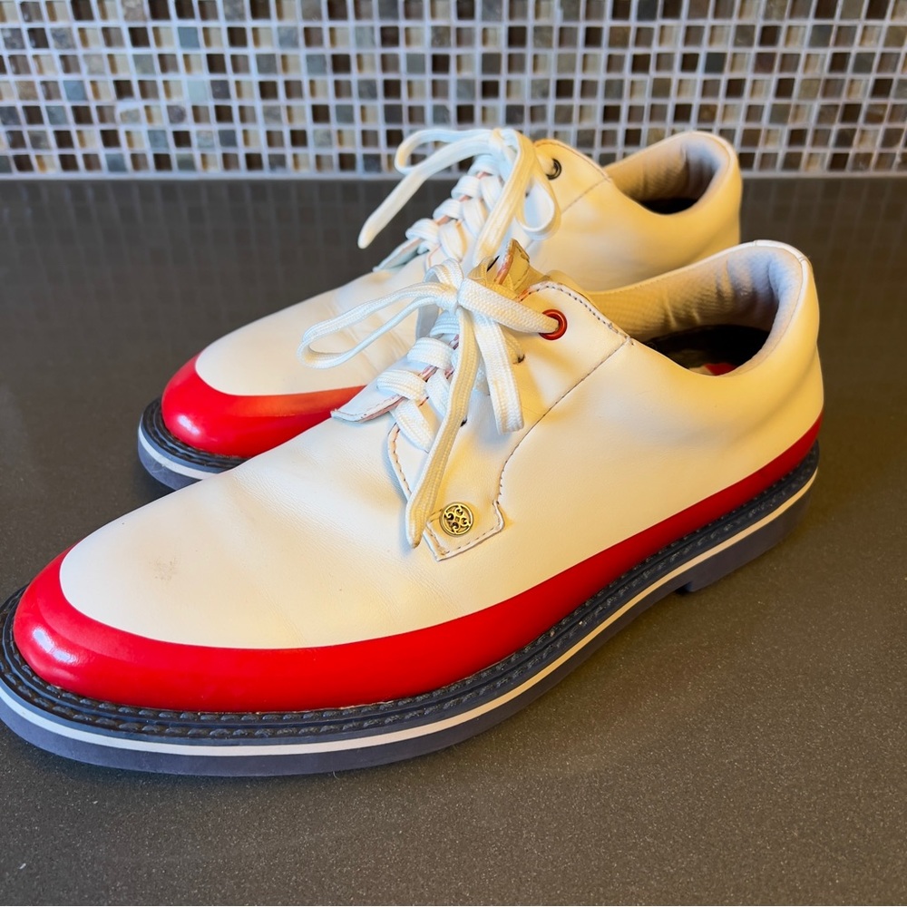 G/Fore Gallivanter White Red And Blue Leather Golf Shoes Men's 9 Rare And Unique